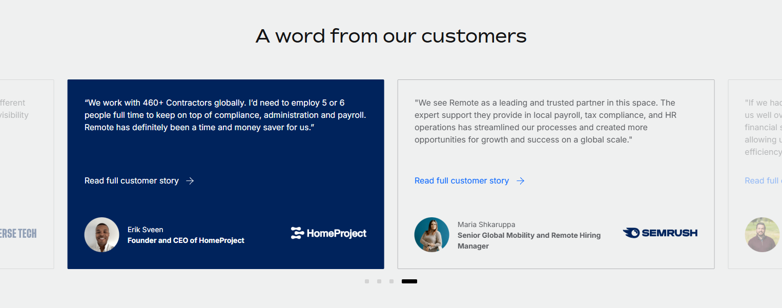 Testimonials Section @Remote