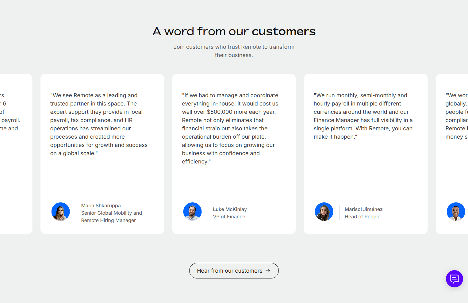 Testimonials Section @Remote