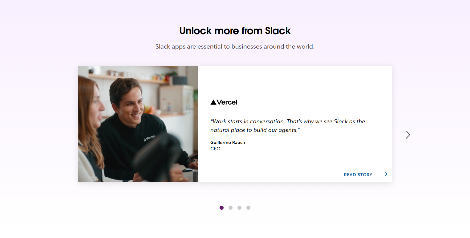 Testimonials Section @Slack