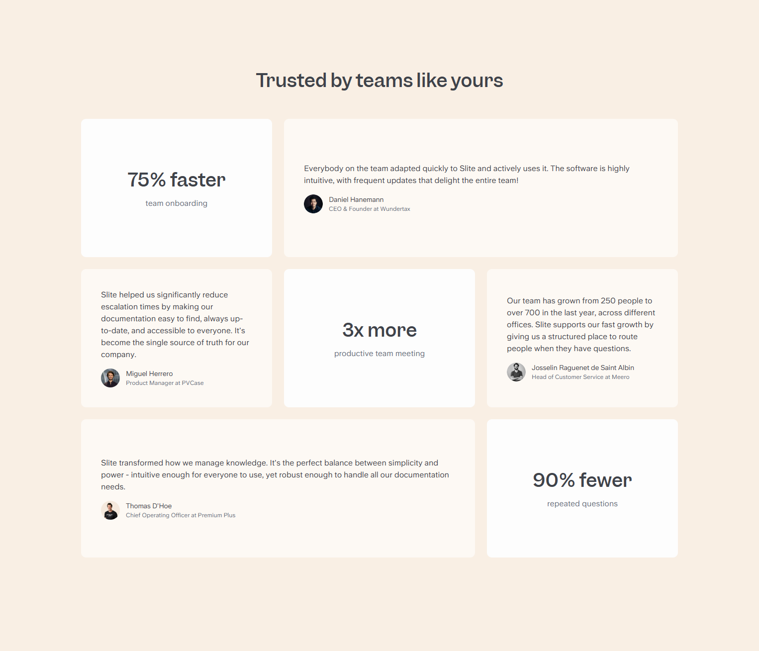 Testimonials Section @Slite