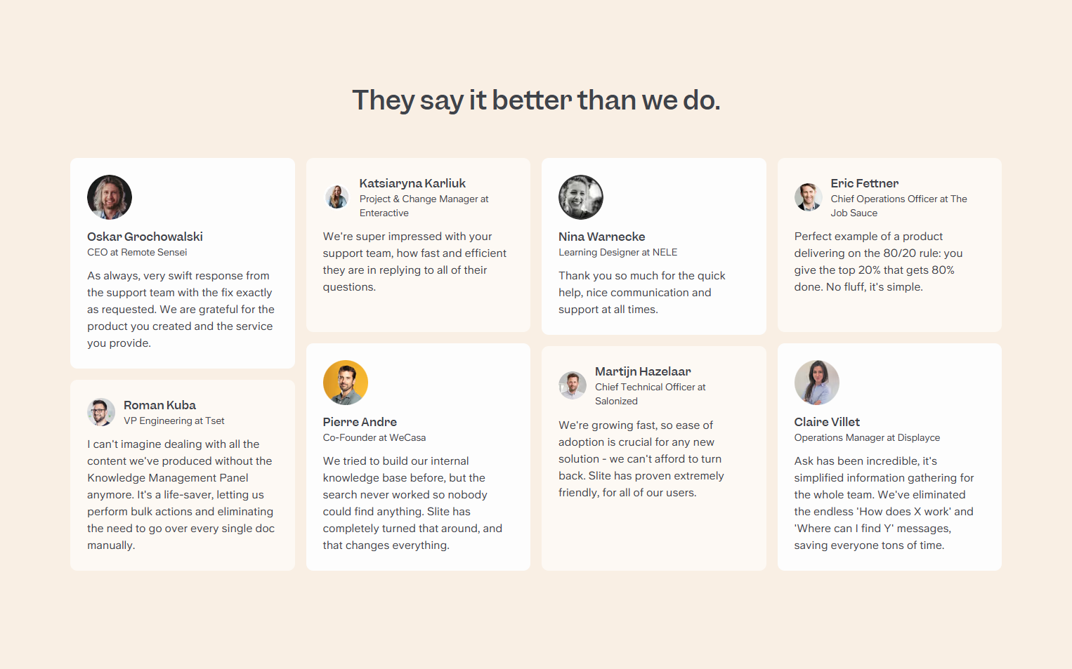 Testimonials Section @Slite