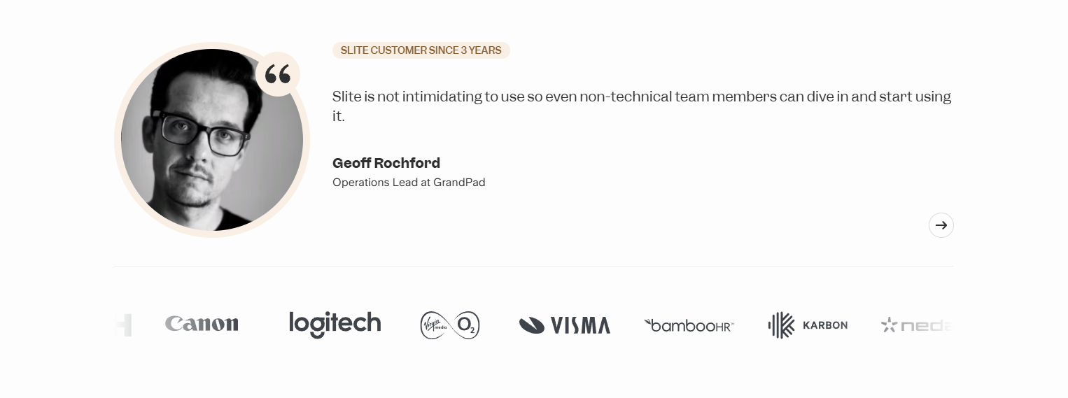 Testimonials Section @Slite