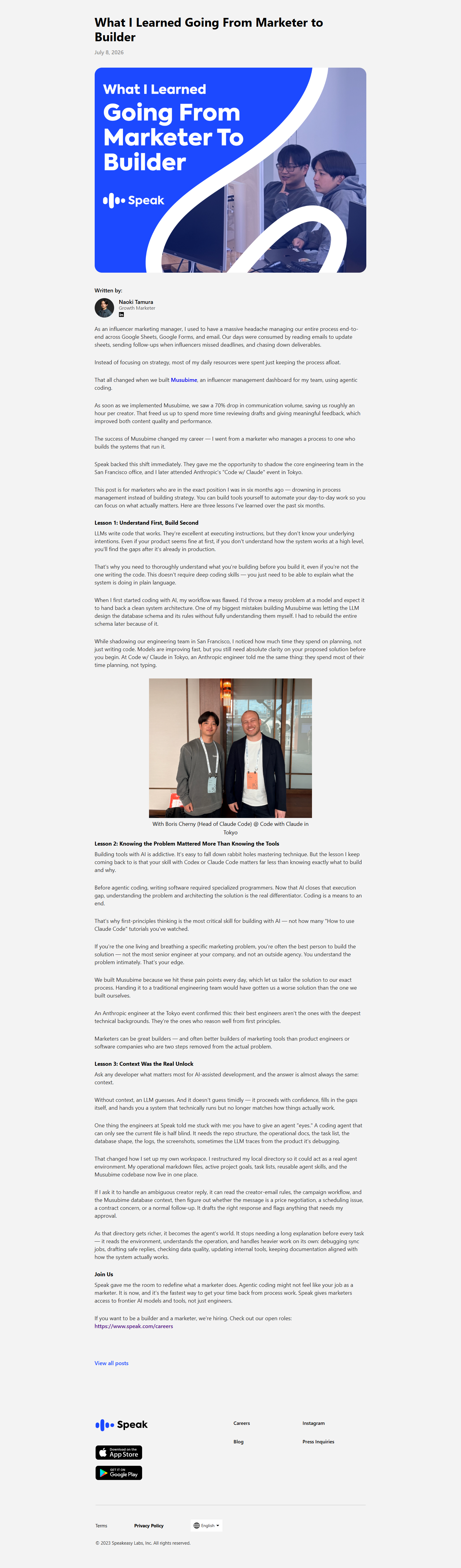 Blog Post @Speak