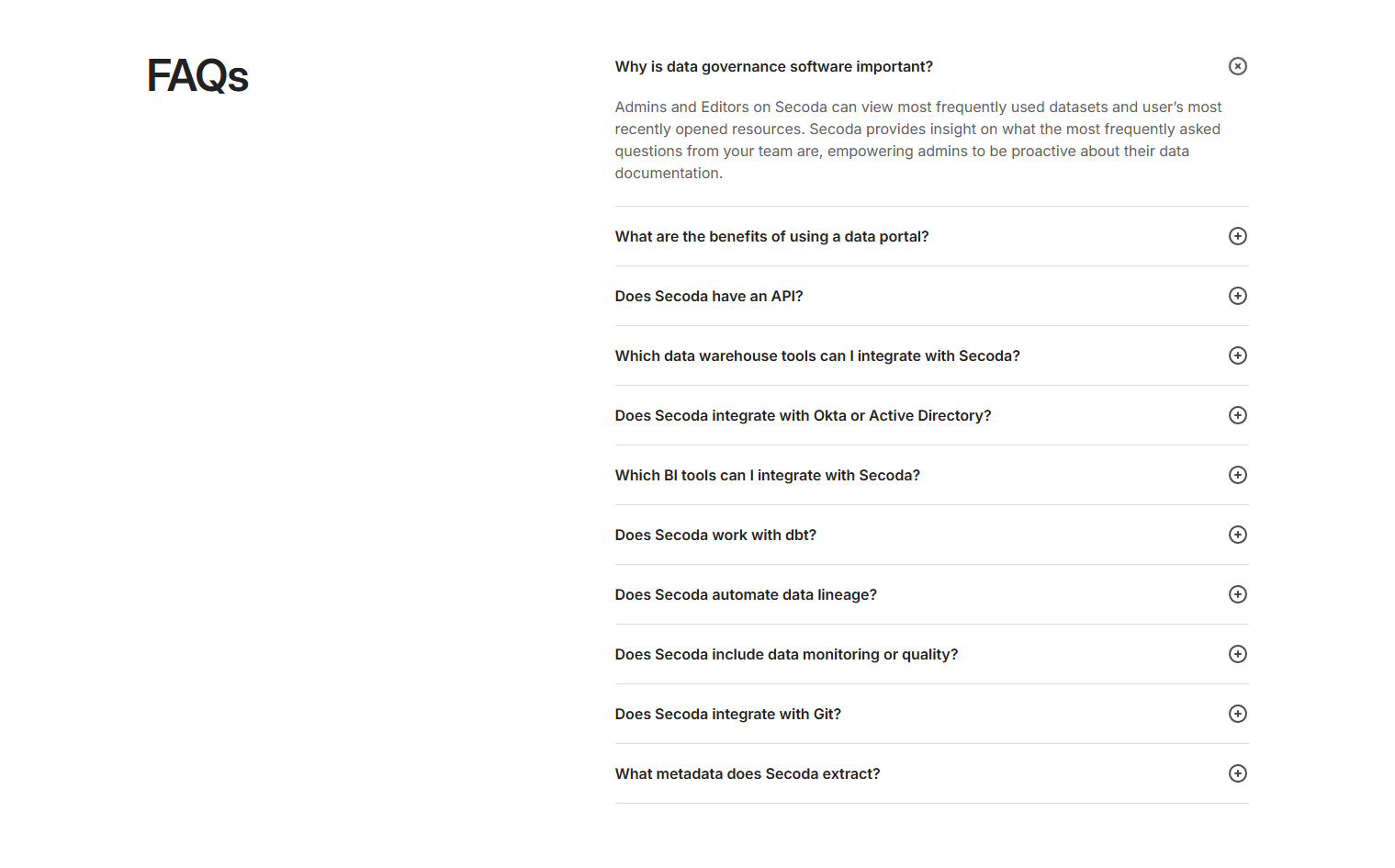FAQ @Secoda