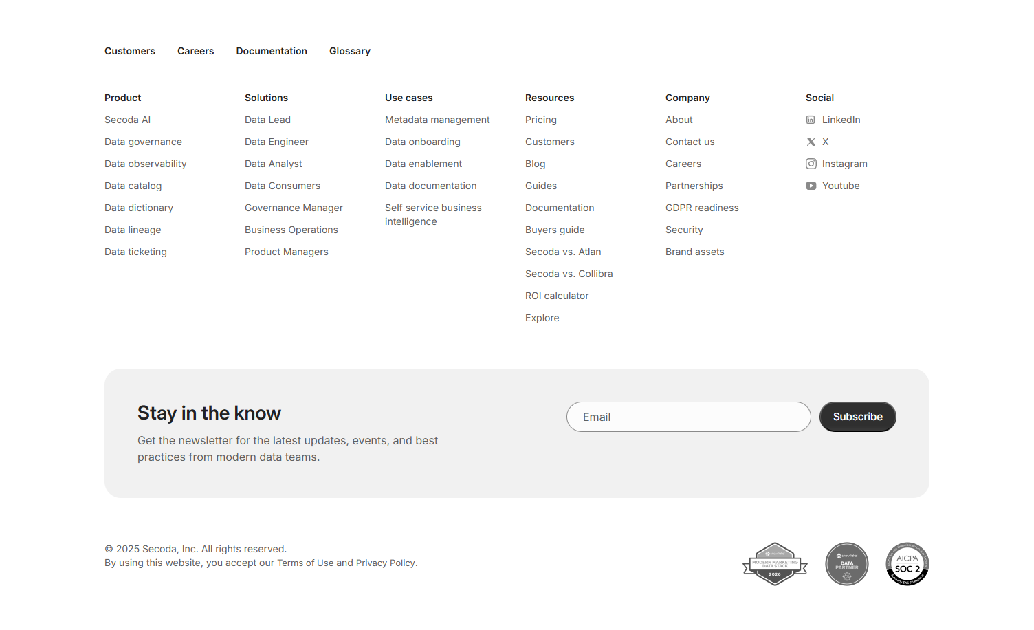 Footer @Secoda
