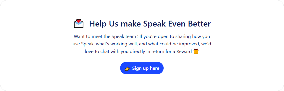 Newsletter Signup @Speak