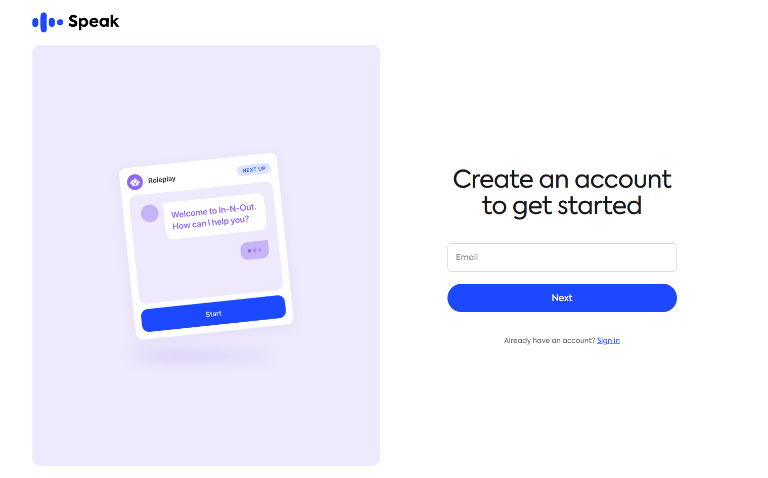 Signup @Speak