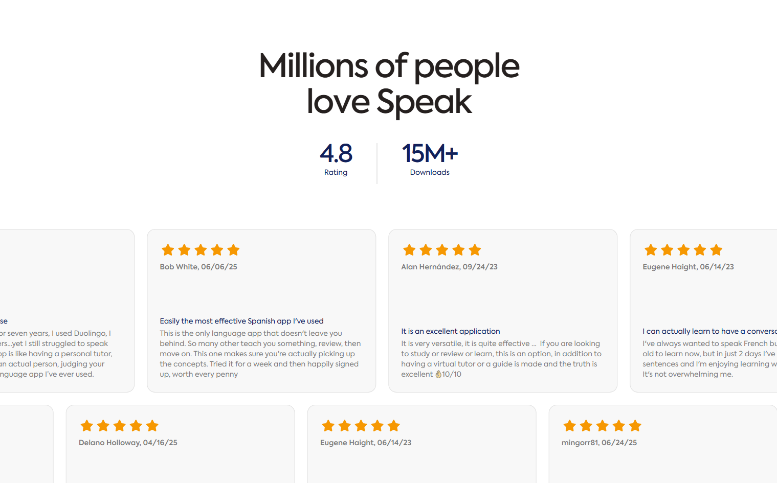Testimonials Section @Speak