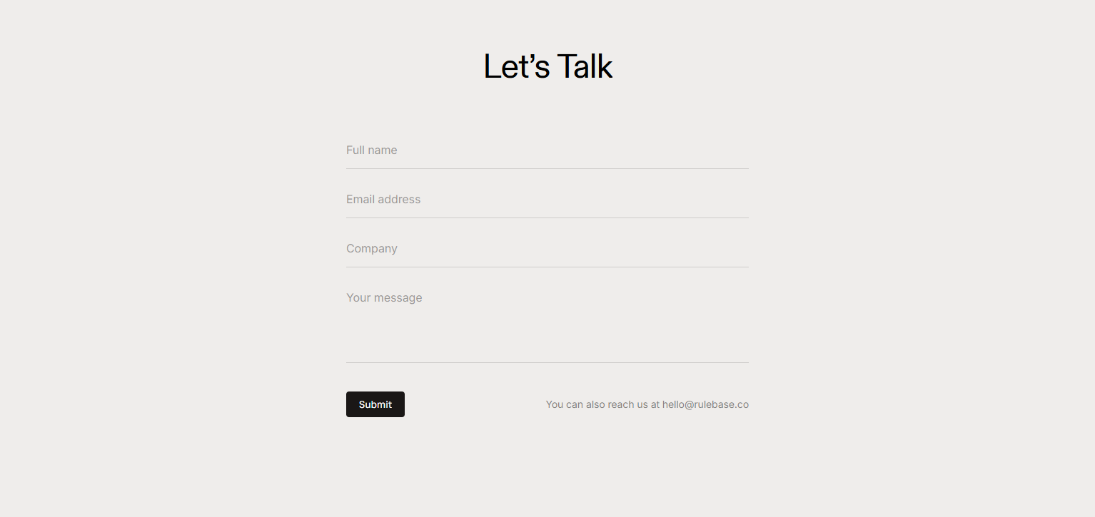 Contact Sales @Rulebase