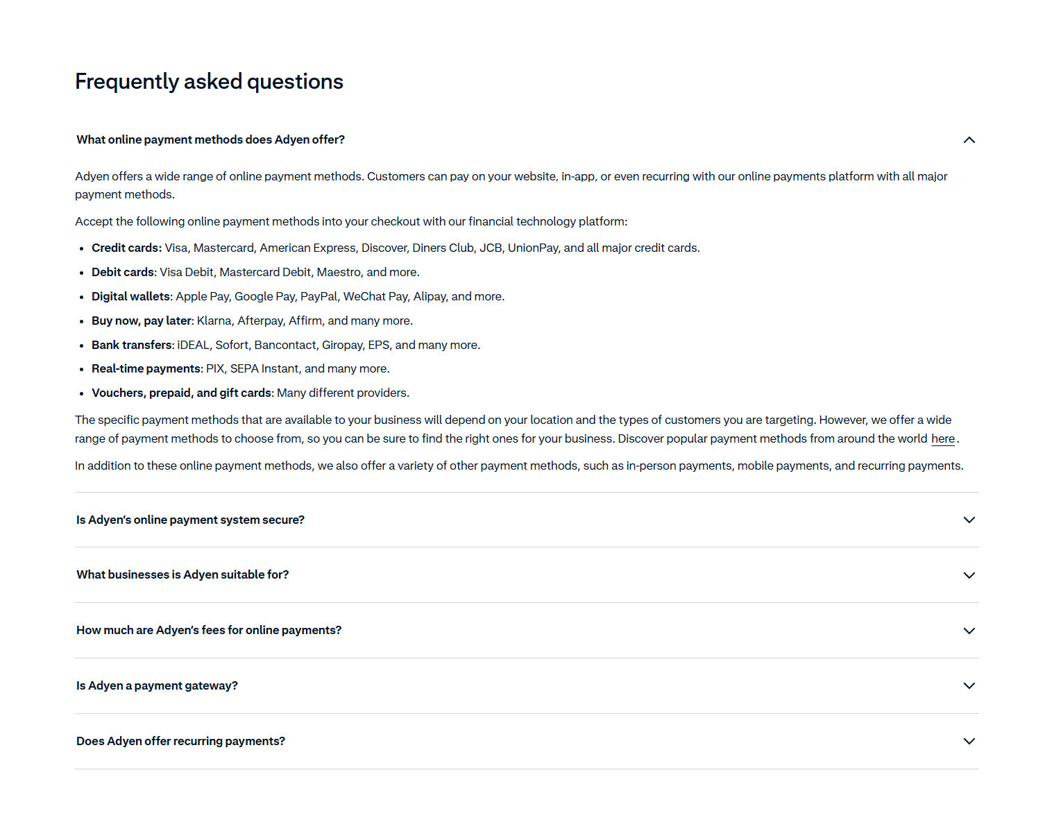FAQ @Adyen