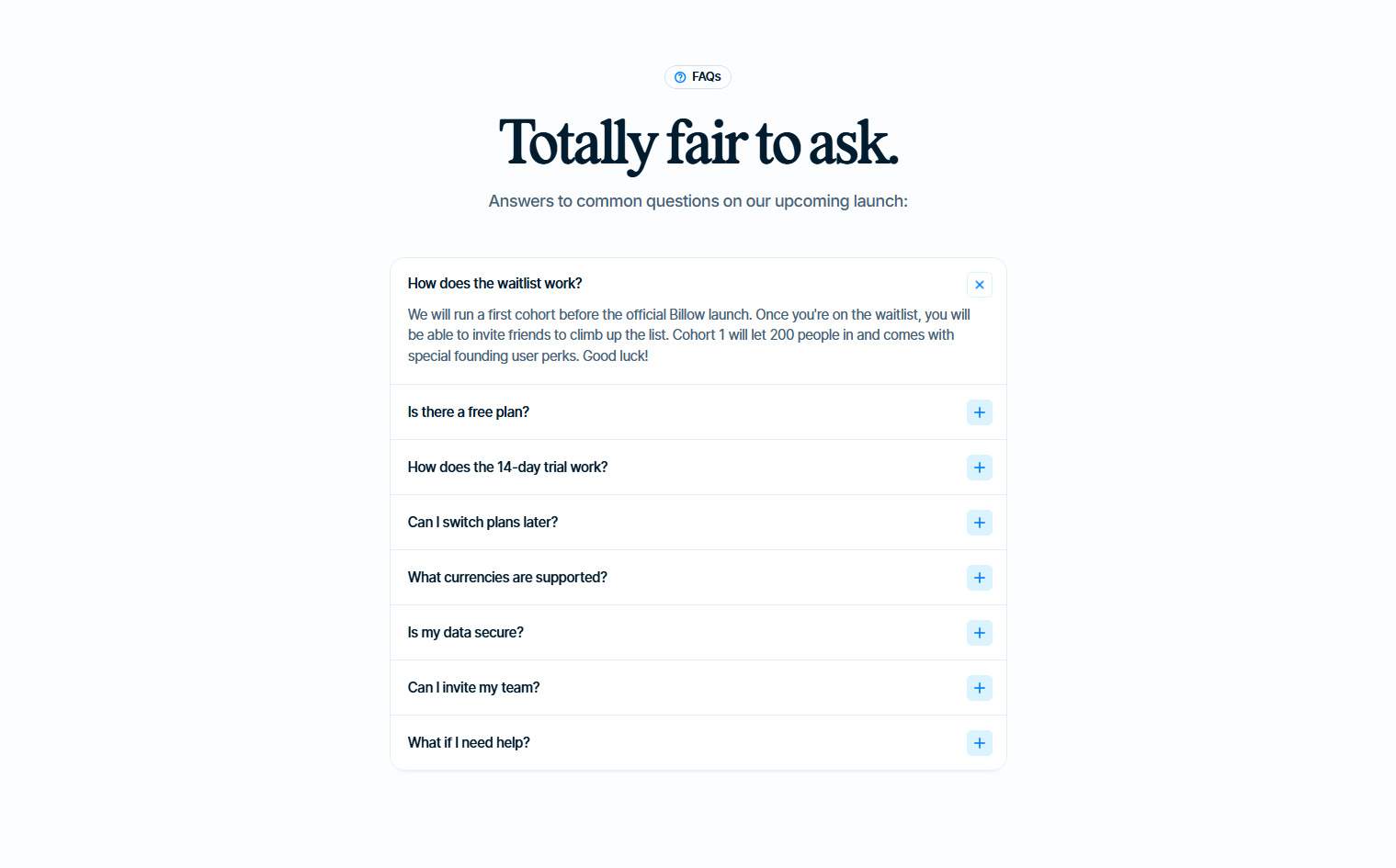 FAQ @Billow