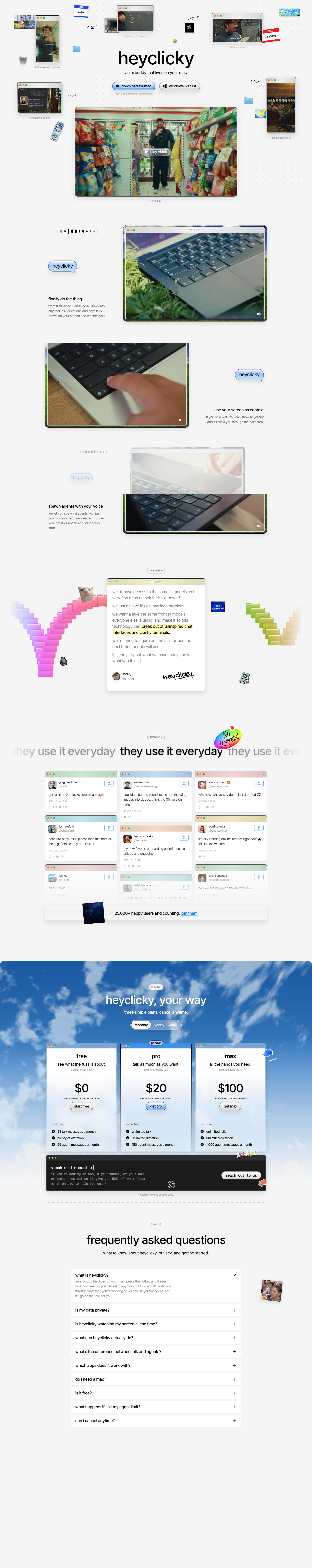 Landing Page @HeyClicky