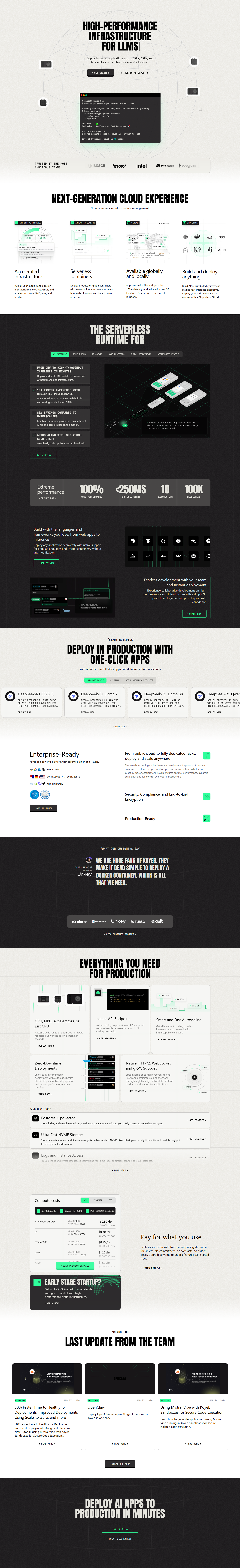 Landing Page @Koyeb