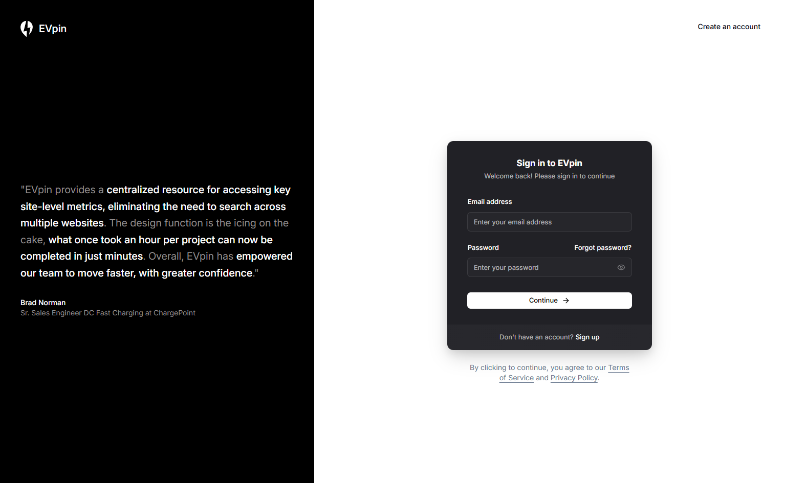 Login @EVpin