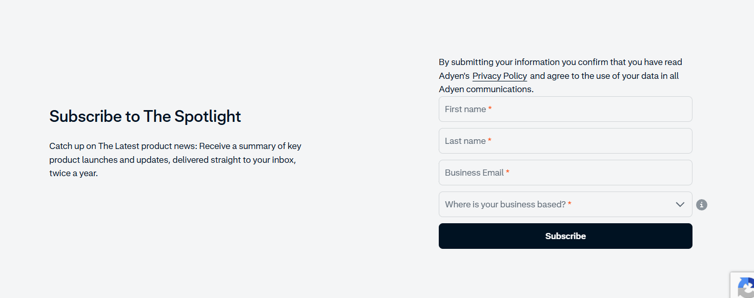 Newsletter Signup @Adyen