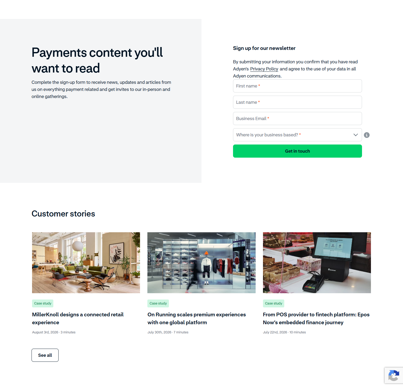 Newsletter Signup @Adyen