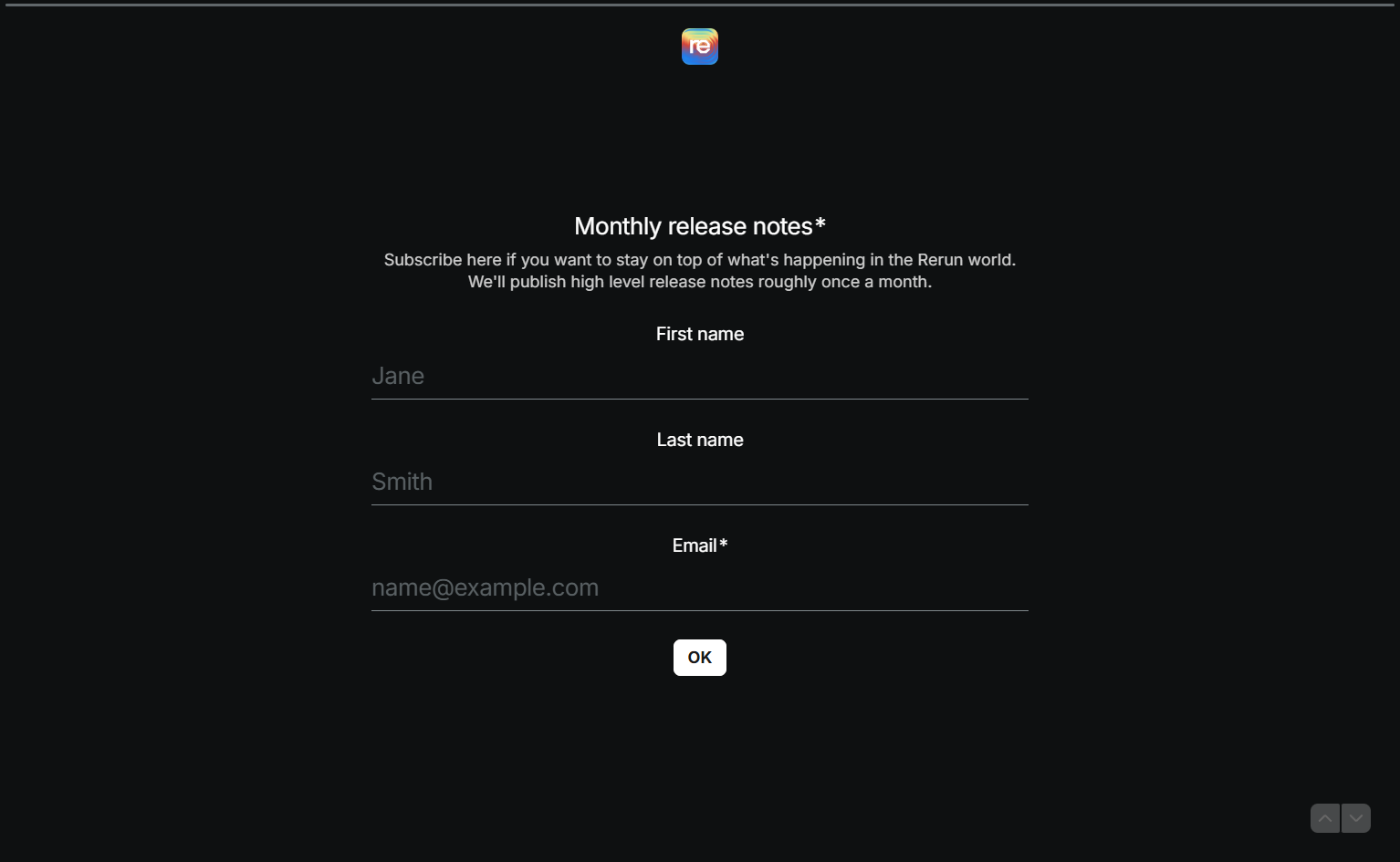 Newsletter Signup @Rerun