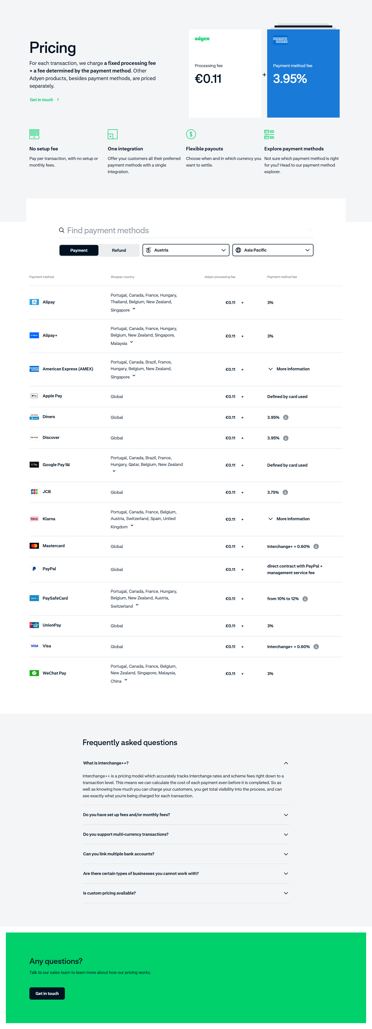 Pricing Page @Adyen