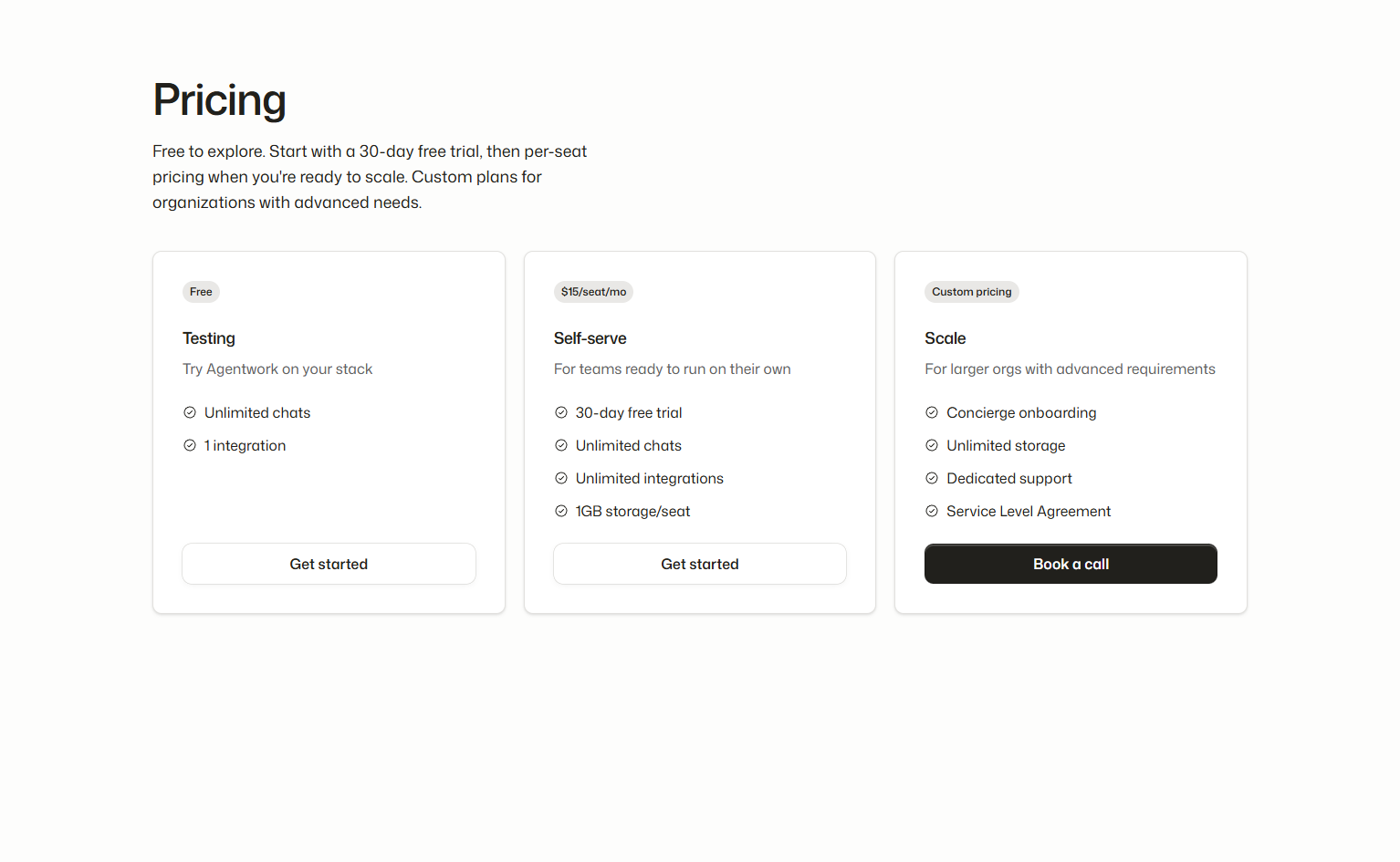 Pricing Page @Agentwork