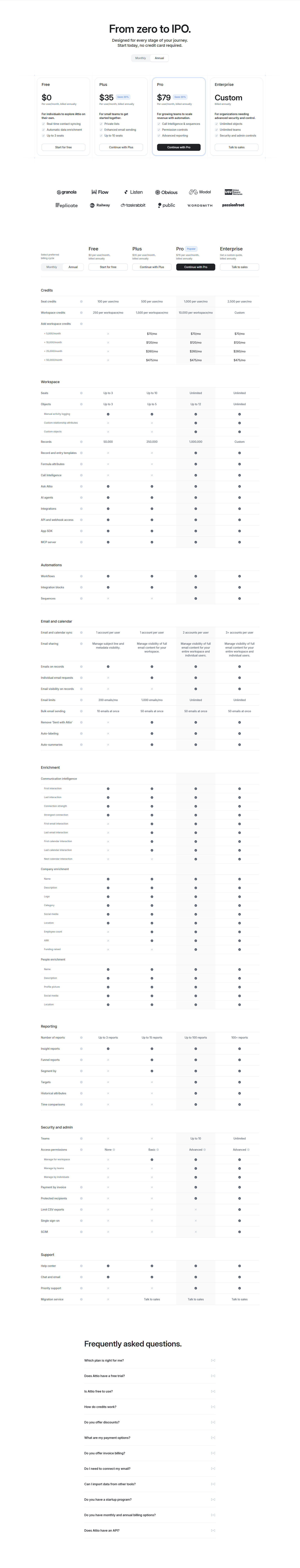 Pricing Page @Attio