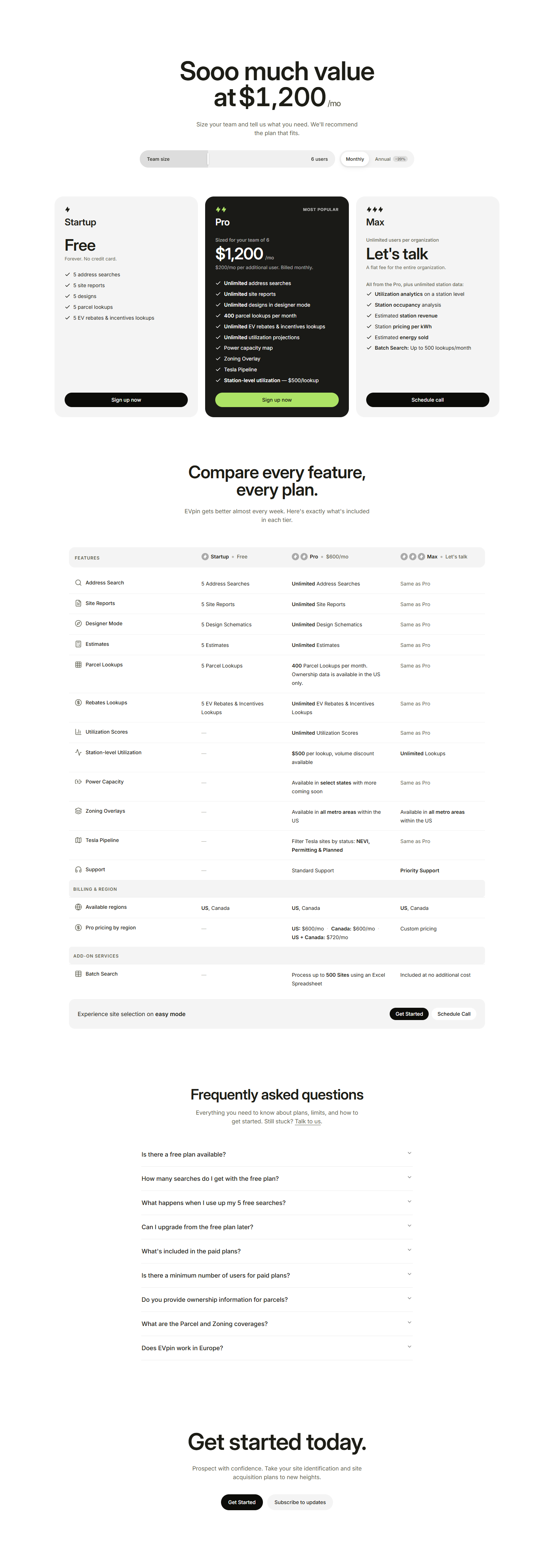 Pricing Page @EVpin