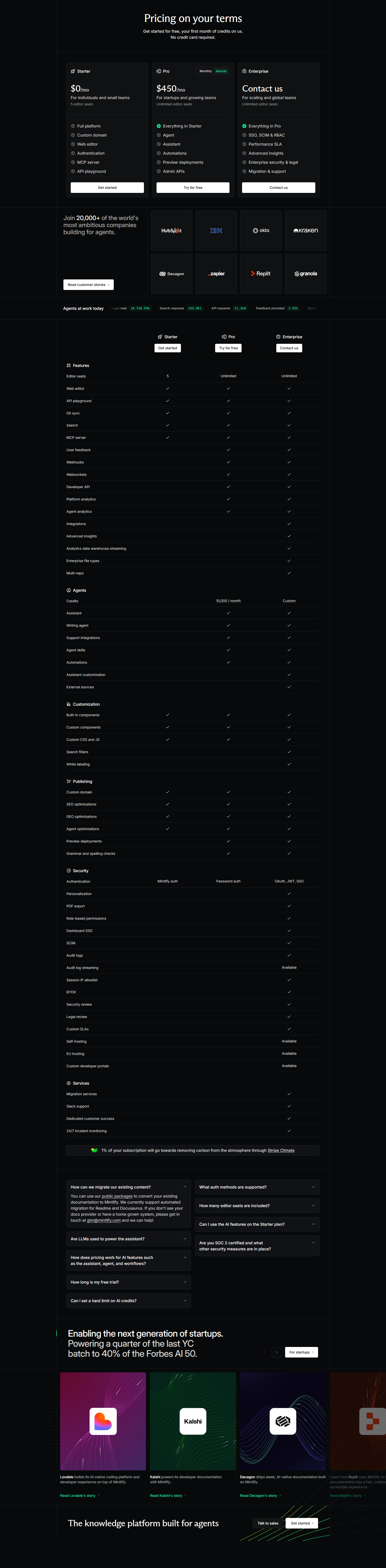 Pricing Page @Mintlify
