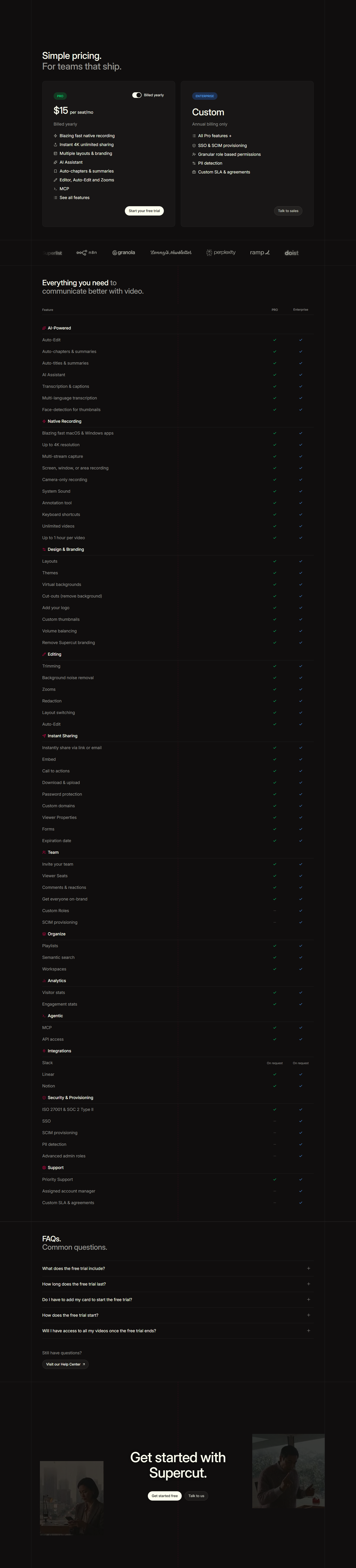 Pricing Page @Supercut