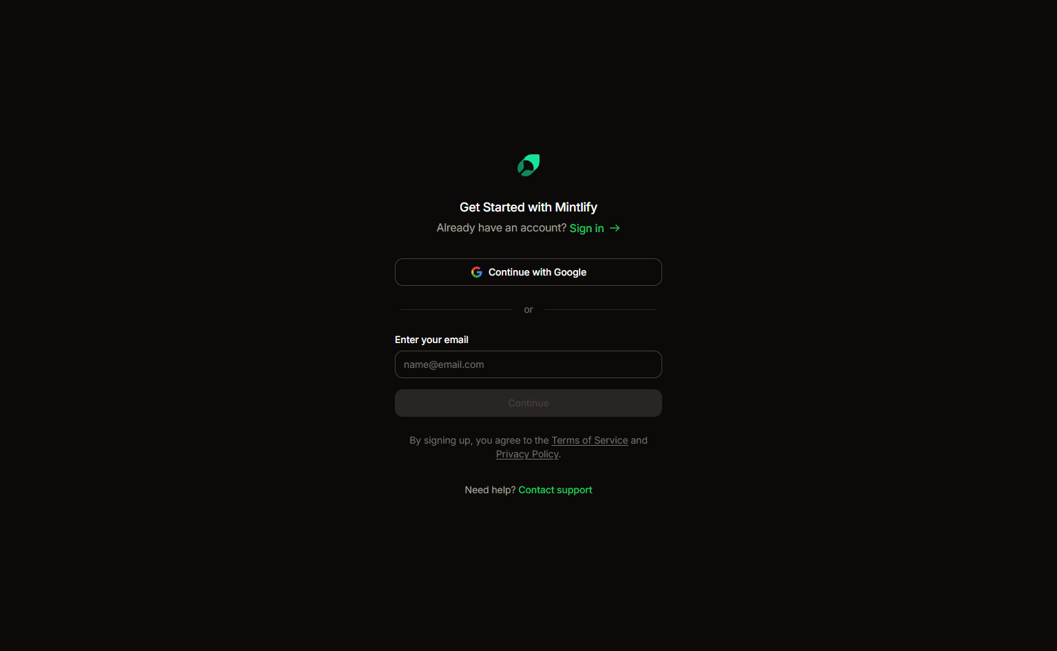 Signup @Mintlify