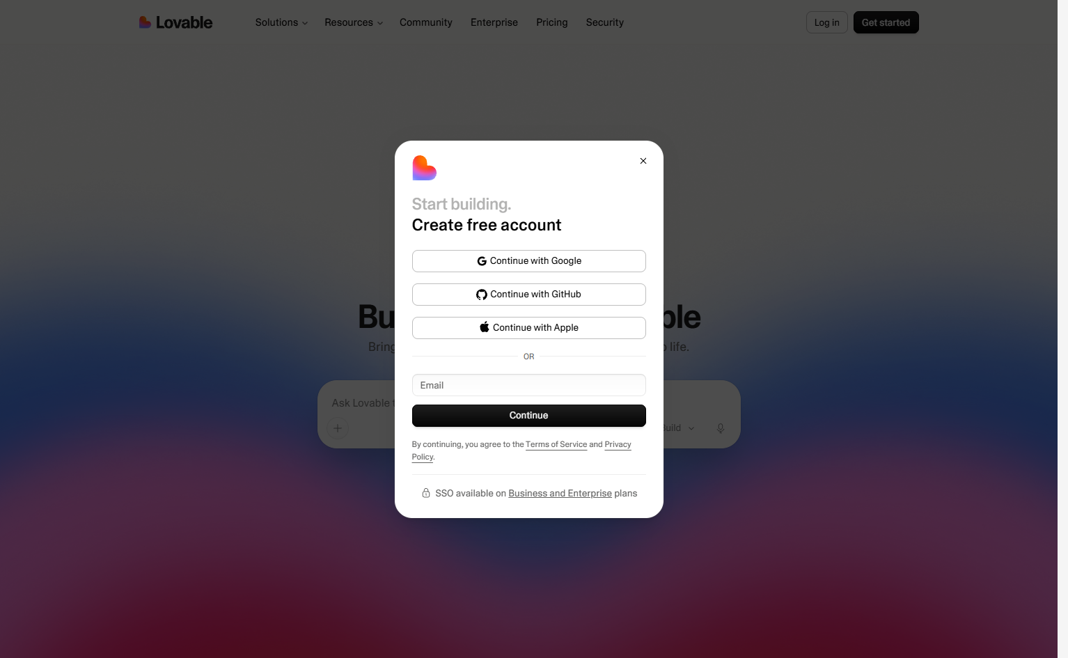 Signup @Lovable