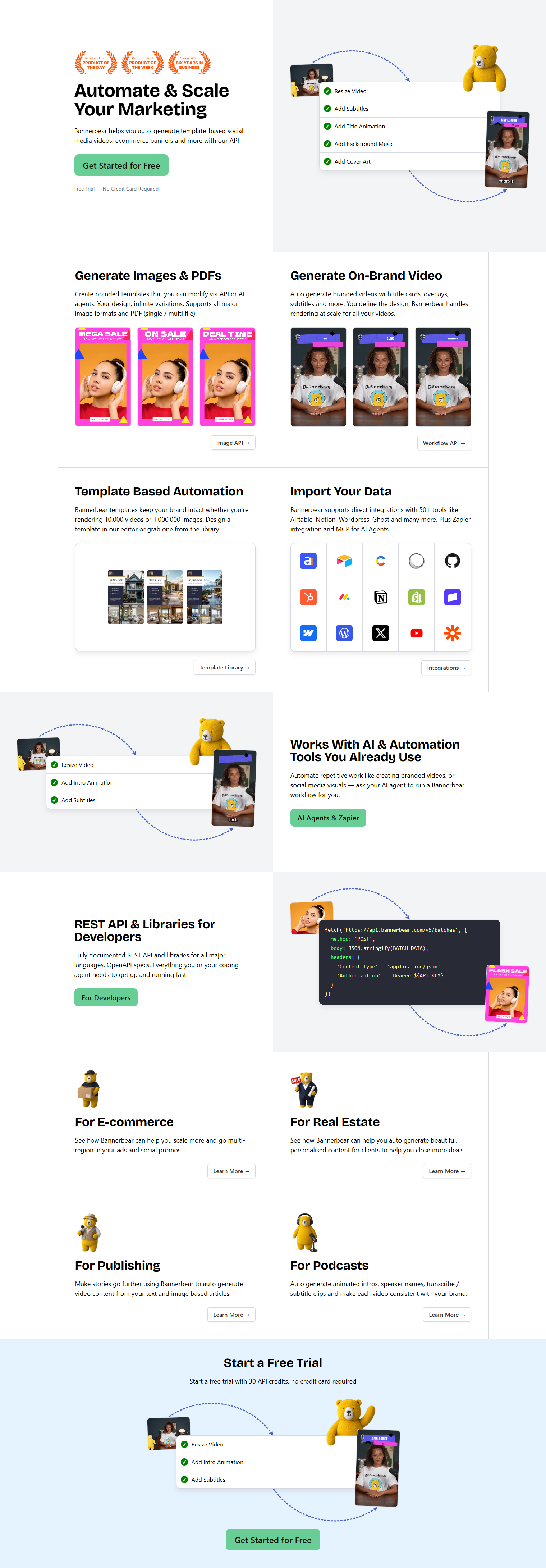 Landing Page @Bannerbear