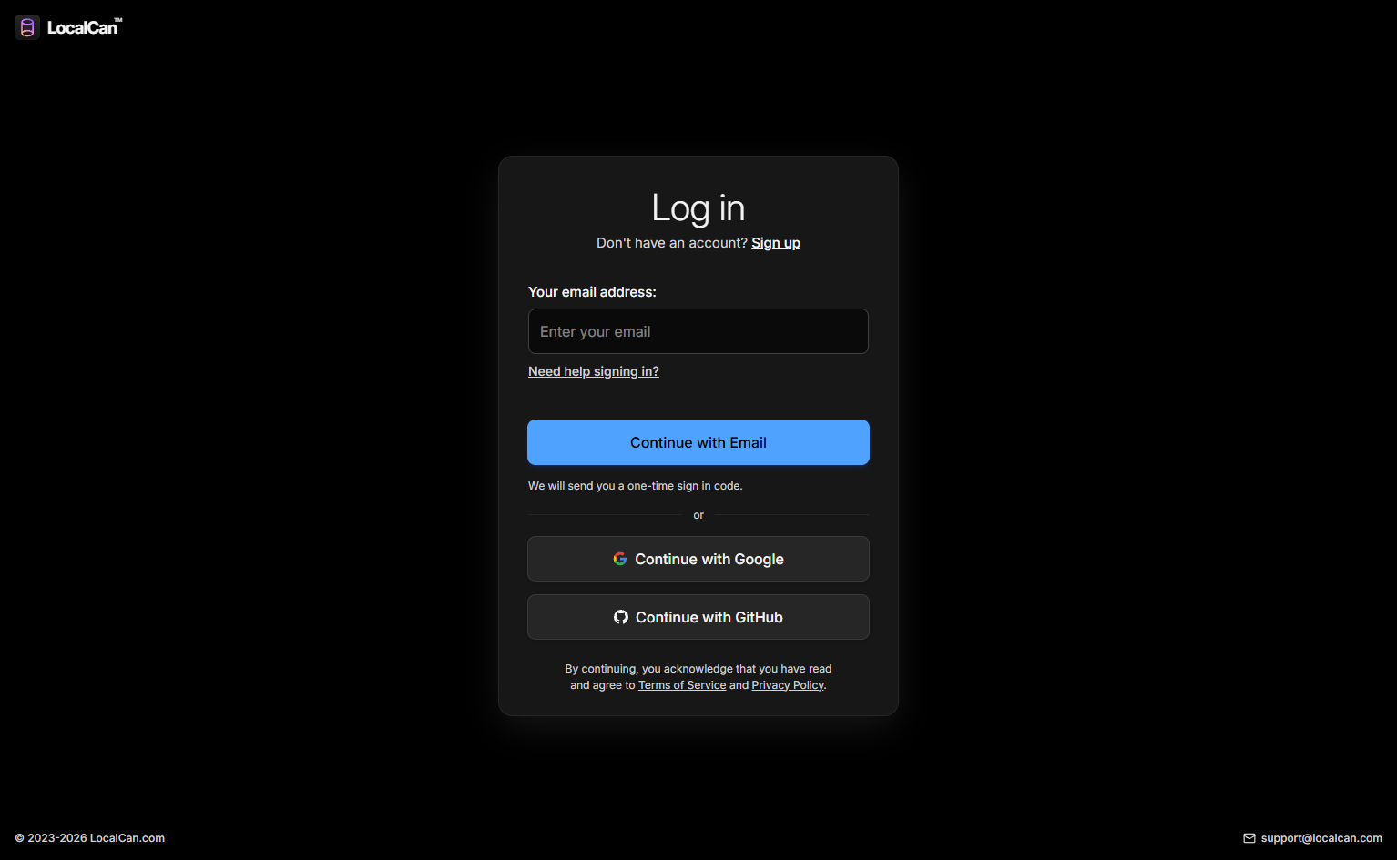 Login @LocalCan
