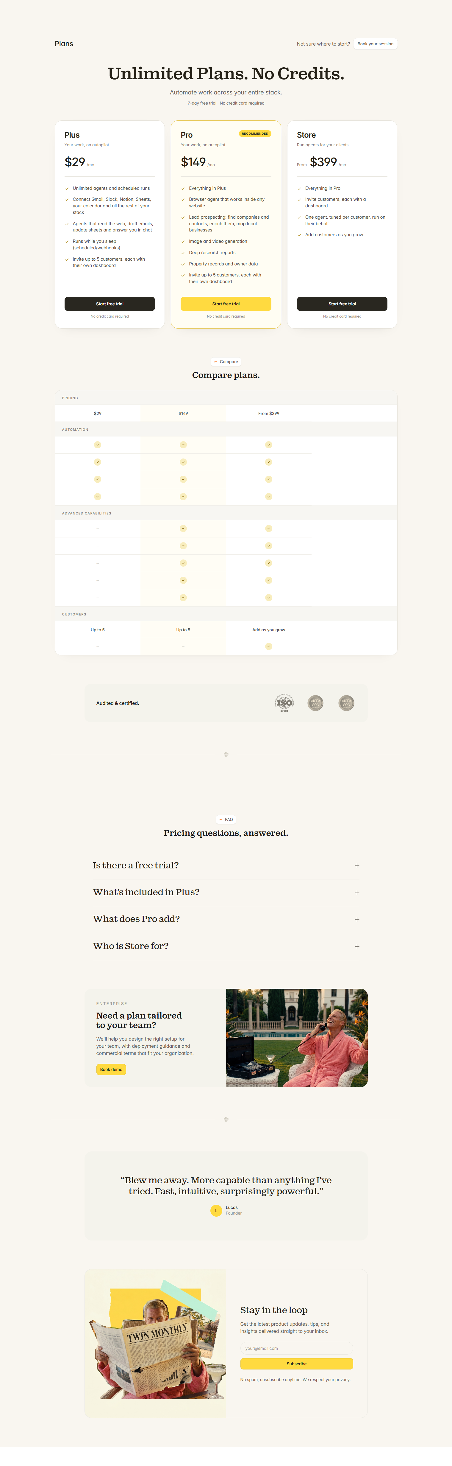 Pricing Page @Twin