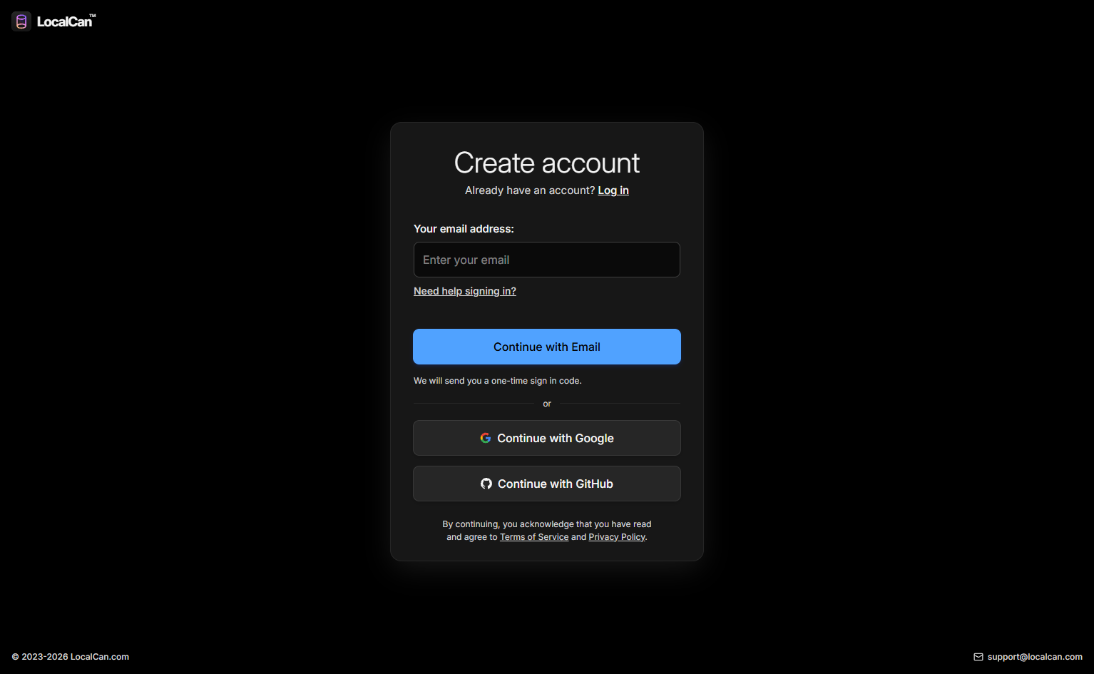 Signup @LocalCan