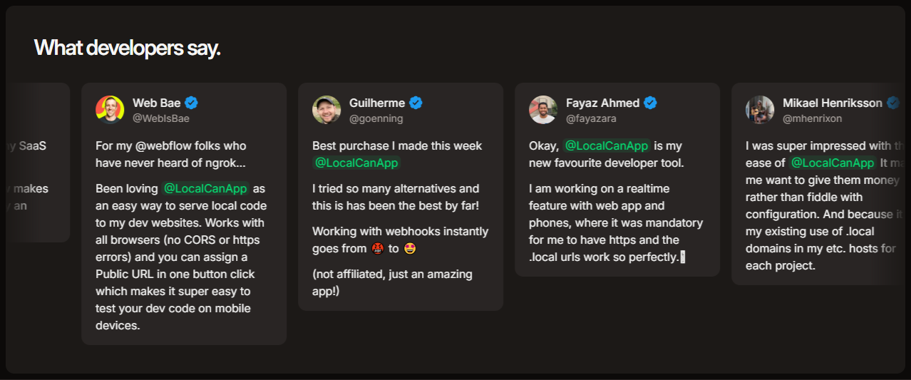Testimonials Section @LocalCan