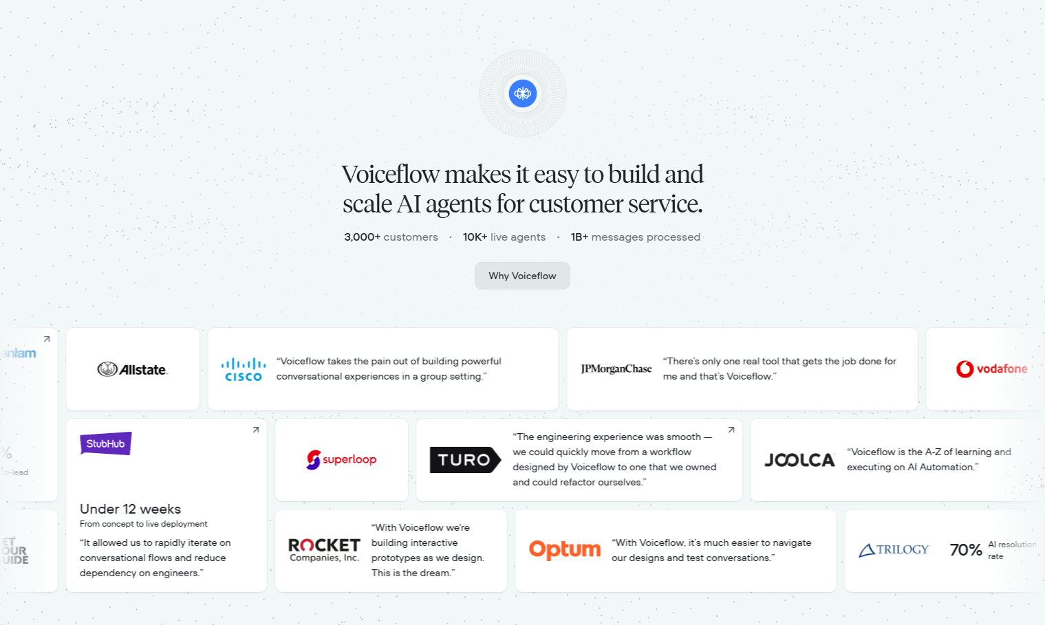 Testimonials Section @Voiceflow